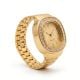 Handmade Stainless Steel 18K Gold Dial Ring Watch